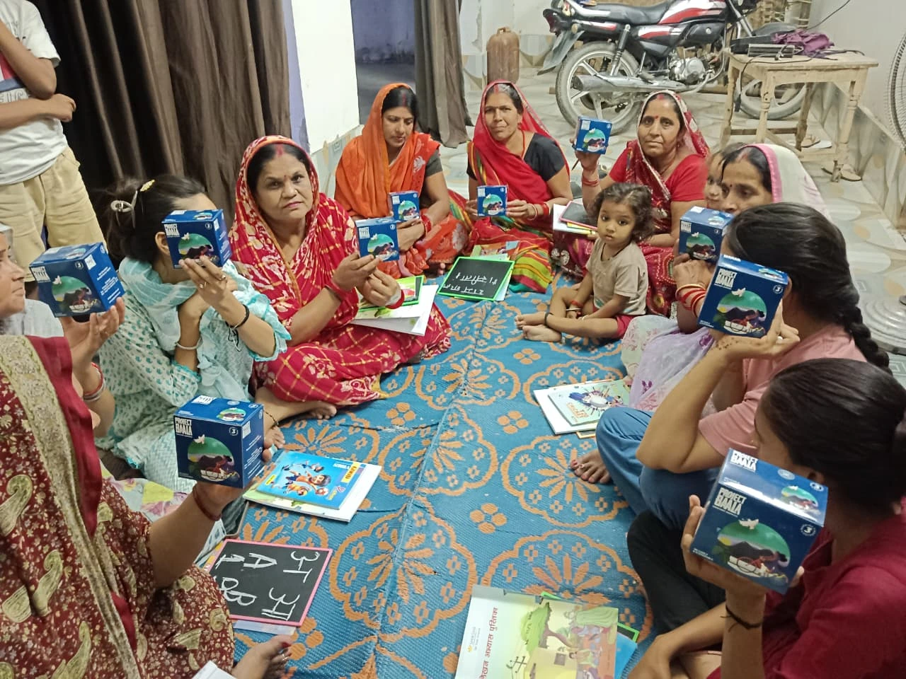 Menstrual hygiene kits were distributed to women.